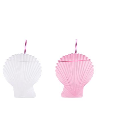 China Disposable Pink Shell Cups Plastic Juice Drink Cups Hawaiian Summer For Kids Party for sale