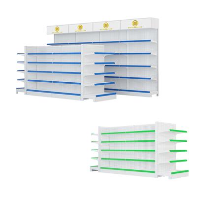 China Corrosion Protection Heavy Duty Cold Rolled Steel Supermarket Gondola Metal Supermarket Shelving Shelves for sale