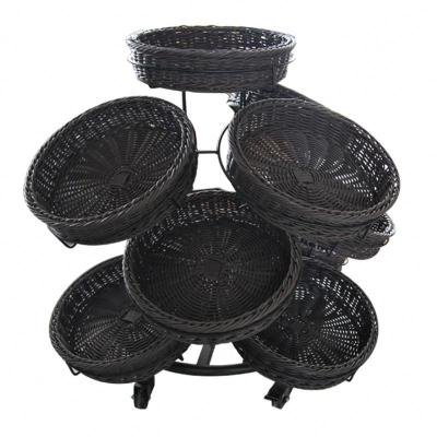 China Plastic Corrosion Protection PP Rattan Fruit Show Basket Imitation Rattan Display Baskets for sale