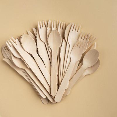 China Factory direct selling logo disposable colorful printing tableware wooden cutlery set for sale