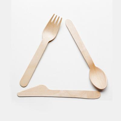 China Factory Direct Disposable Wooden Cutlery Set Small Forks Kinfes Spoons for sale