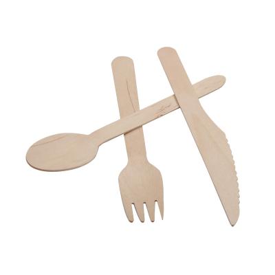 China China Manufacturer Biodegradable Wooden Disposable Disposable Cutlery Set Wooden Spoon Knife and Fork for sale