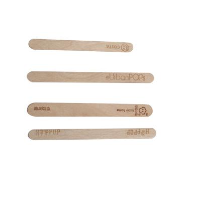 China Sustainable Hot Stamped Logo Branding Wooden Ice Cream Sticks Custom Made for sale