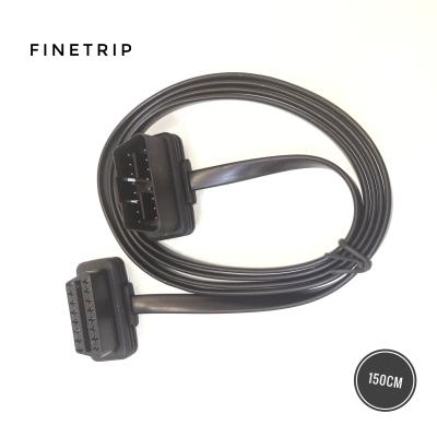 China Many Cars 30cm 60cm or 1m Flat+Thin 1.5m Optional As ELM327 Noodle Male To Elbow Car Connector Adapter 16 Pin OBD2 Female Extension Cable for sale