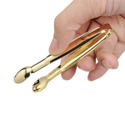 China Viable Fancy Type Copper Ice Tongs, Gold Mini Cube Sugar Stainless Steel Metal Flip Flops for sale