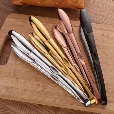 China Sustainable Factory Wholesale Food Grade Colored Stainless Steel Kitchen Tongs Food Clip Tongs for sale