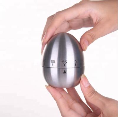 China Viable Wholesale Cheap Kitchen Baking Cooking Tool Metal Stainless Steel Mechanical Egg Shaped Countdown Timer for sale