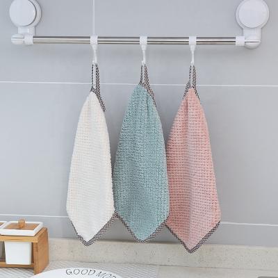 China Coral Velvet Soft Hanging Dish Cleaning Cloth Cheap Viable Dish Bowl Cleaning Cloth Kitchen Restaurant Wash Towels for sale