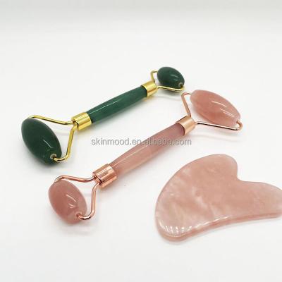 China Good Quality Crystal Guasha Comb Stone Jade Private Label Massage Roller Home Use Price For Face Guasha Stone Set for sale