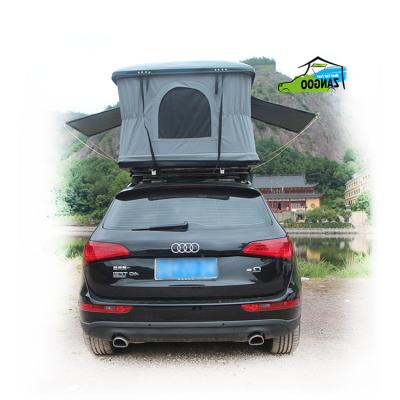 China Straight Bracing Type Telescopic Aluminum Hard Top Car Roof Tent Tearproof Shell Roof Top Tents For Camping for sale