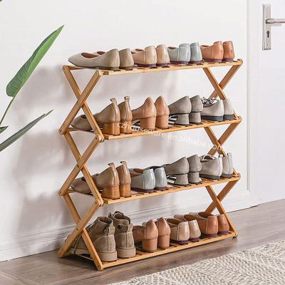 China Amazon Folding Free Standing Wholesale Bamboo Shoe Shelves Storage Organizer Shelves for sale