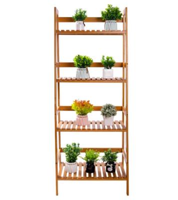 China Adjustable Functional Bamboo Plant Stand Flower Shelf Organizer for sale