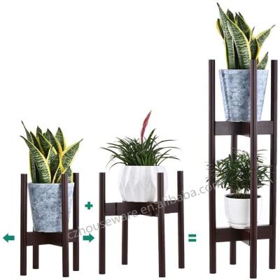 China Amazon Factory Adjustable Hot Seller Bamboo Flower Rack Stackable Bamboo Stand for sale