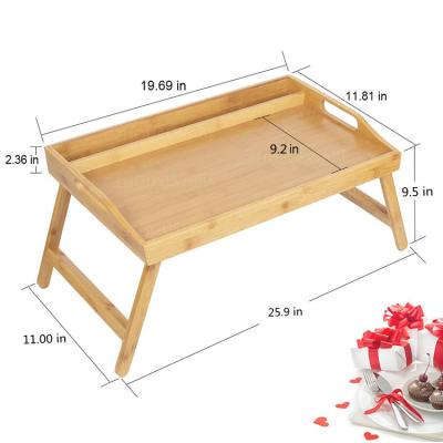 China Foldable Trapezoid Folding Laptop Desk Bamboo Material Table For Student And Adult for sale