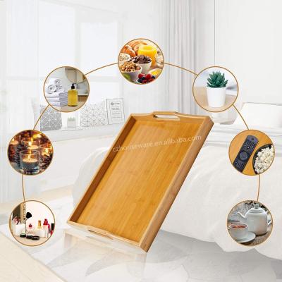 China Sustainable Wholesale Premium Natural Bamboo Food Storage Tray Serving Tray for sale