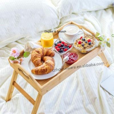 China Foldable Hot Seller Premium Quality Amazon Bamboo Foldable Breakfast Tray Table Bed Tray for sale