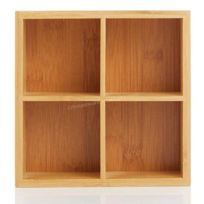 China Amazon HOT SALES Four Compartments Natural Bamboo Sustainable Square Storage Boxes for sale