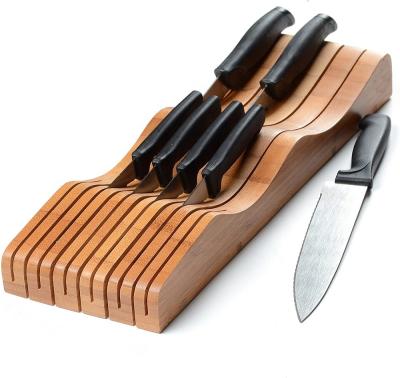 China Sustainable Hot Selling High Quality Kitchen Bamboo Knife Set Holder Knife Block for sale