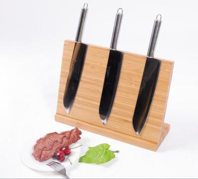 China Sustainable High Quality Kitchen Bamboo Knife Set Holder Knife Block With Magnet for sale