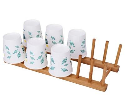 China Viable Good Prices Top Quality Six Lots Sundries Storage Bamboo Dish Drying Rack for sale