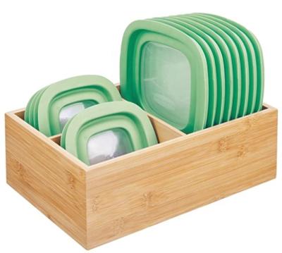 China Sustainable Clean Space Saving Moisture Proof Rectangle Bamboo Storage Box For Kitchen Supplies for sale