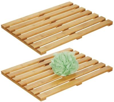 China Amazon Sustainable Warm Color Natural Goods Non-Slip Bamboo Bath Mat for sale