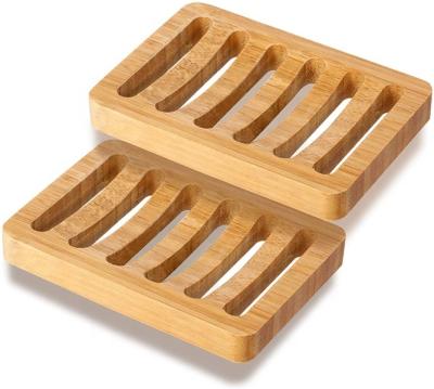 China Unique Design Hot Sale Rectangle Sustainable Tow Set Bamboo Furniture Soap Rack for sale