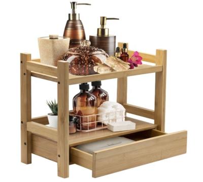 China Viable Single Hot Selling Rectangle Space Savings Clean Design Storage Moisture Proof Bamboo Cosmetic Rack for sale