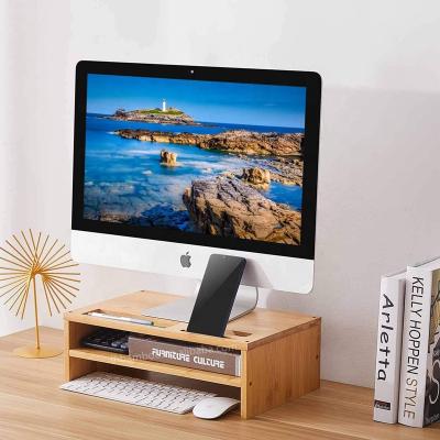 China Durable Professional Manufacturer Bamboo Desktop Organizer PC Monitor Stand for sale