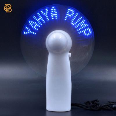 China New Product Mini Portable Message Display Custom Handy Easy Battery Led Fan Programmable Led Display Handheld Electric Fan for sale