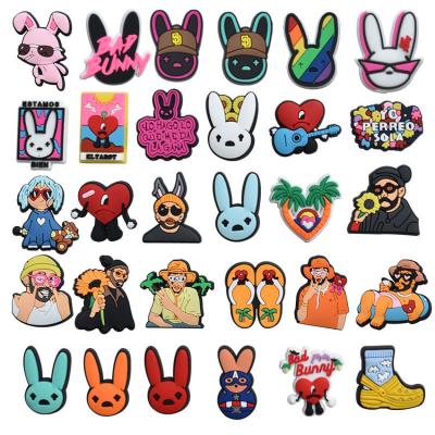 China Clog Charm 2023 New arrival Bad bunny croc charms bad bunny charms for crocs wholesale PVC decoration for shoe shop for sale