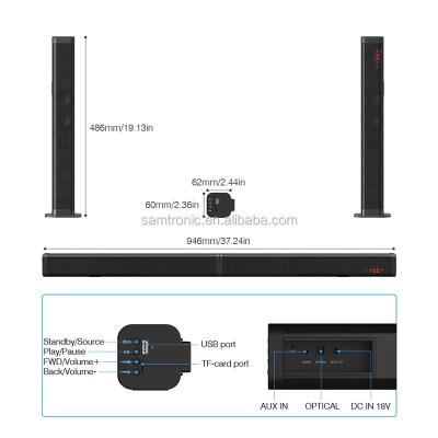 China 2-Inch Woofer 4 x 2.0 Channel Wireless Bluetooth Soundbar Speaker with ABS Metal Cover for sale