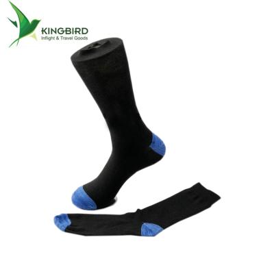 China Factory 100% Anti-Slip Disposable Polyester Knitted Socks Black Tube Long Socks Business Socks for sale