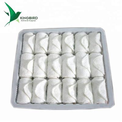 China OEM Disposable LOGO Small Hand and Face Airline Towel in Tray for sale