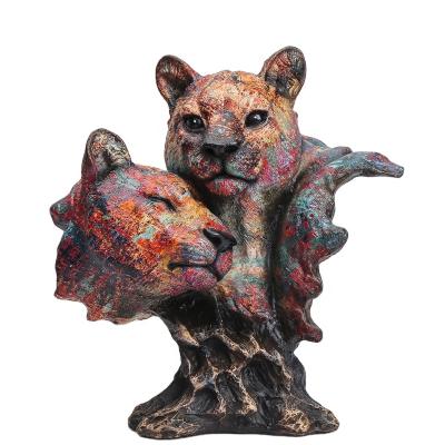 China Art Decor Hot Customized Items Tiger Lion Room Decor Statue Home Decoration Animal Head Ornaments for sale