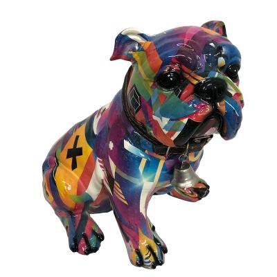 China Art Decor Colorful Home Decoration Wholesale Resin Bulldog Figurine Polyresin Bulldog Animal Statue for sale