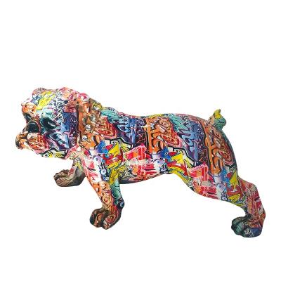 China English Bulldog Sculpture Art Home Ornament Decoration Art Decor Fiberglass Decor Large Dog Size 75x36x40cm for sale