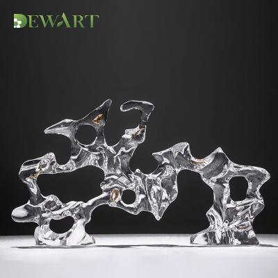 China Wholesale Contemporary Luxury Abstract Crystal Art Groundwater Water Flow Epoxy Resin Sculpture Statue Home Decor Clear for sale