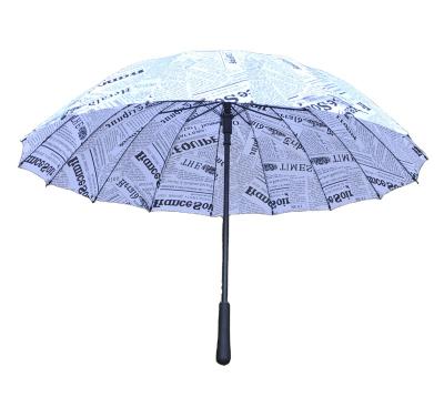 China Agriculture Customized Logo 16K Automatic Open newspaper Umbrella Golf Windproof Parasol Long Straight Handle Rainbow Umbrella for sale