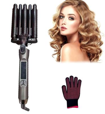 China Professional Ceramic Quintuple Barrel LED Display Ionic Curling Hair Curler for sale