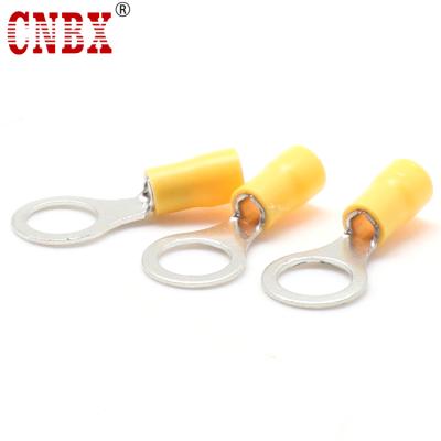 China copper & CNBX RV5.5-8 A.W.G12-10 Brass Ring PVC Pressure Brass Yellow Copper Auto Crimp Terminal Connector for sale