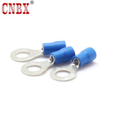 China copper & CNBX RV2-6 A.W.G16-14 PVC Blue Ring Copper Brass Automatic Crimping PVC Connection Pre-Insulated Terminal for sale