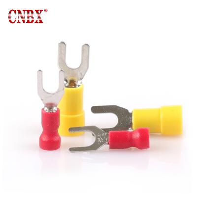 China CNBX SV Series High Quality Colored Plastic Copper Insulated Staple Wire Ferrule Copper Insulated Spade Terminal for sale