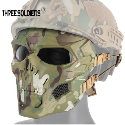 China Halloween Styles Airsoft Tactical Mask Army Full Face Skeleton Masks With Glasses For Halloween Paintball Game Movie Props Party for sale