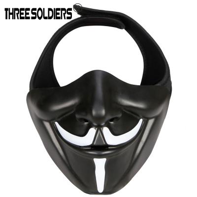 China Breathable V Mount Protector Mask Half Oni Men's Part Cosplay Costume Face Mask For Halloween Resin Mask Props Gifts for sale