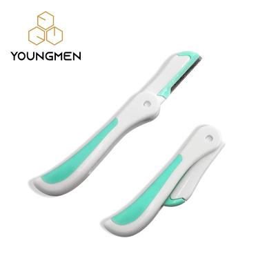 China Plastic+ rubber+stainless steel eyebrow razors eyebrow trimmer cosmetic eyebrow razor for sale