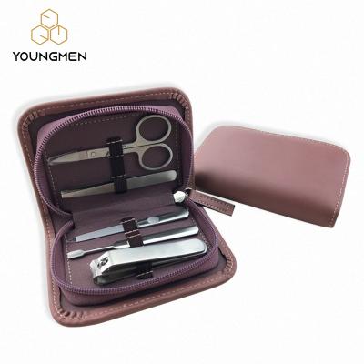 China OEM Stainless Steel 5pcs Mini Pedicure Manicure Set Nail Clipper Kit High Quality Stainless Steel+PU Mini Pedicure Set for sale