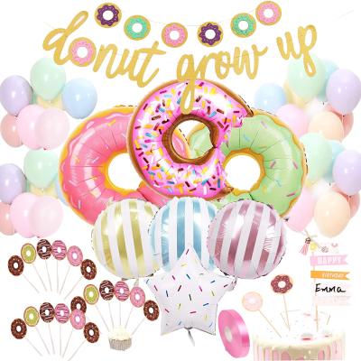 China Eco-friendy Donut Birthday Party Supplies Donut Party Decorations Grow Up Banner Twisting Balloons W0289 for sale