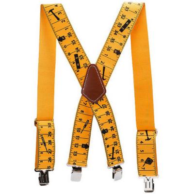 China 2 Inch 50mm Wide Yellow Comfy Duty Tape Measure Mens Pants Braces Trouser Braces KP753 for sale