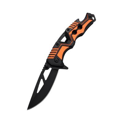 China Cool Outdoor Black Aluminum Steel Handle Camping Clip 3cr13 Blade Cool Folding Knife With Bottle Opener for sale